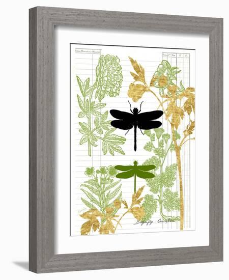 Garden Botanicals & Dragonflies-Devon Ross-Framed Art Print