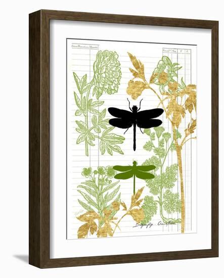 Garden Botanicals & Dragonflies-Devon Ross-Framed Art Print