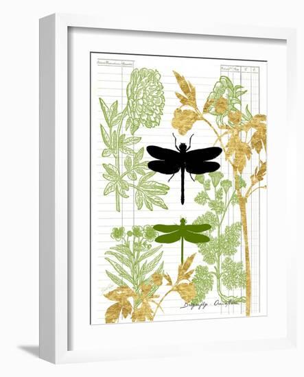 Garden Botanicals & Dragonflies-Devon Ross-Framed Art Print