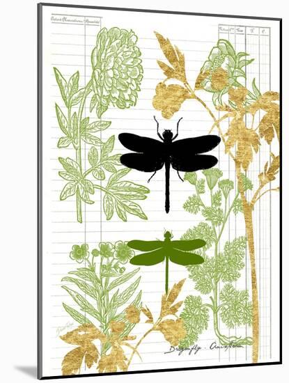 Garden Botanicals & Dragonflies-Devon Ross-Mounted Art Print