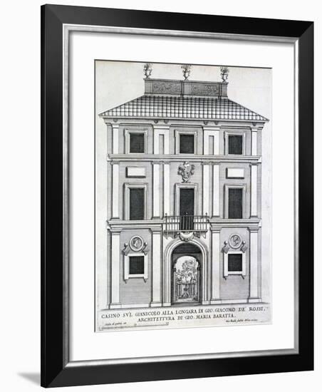 Garden Casino Belonging to Giacomo De Rossi on the Gianicolo Alla Longara, from 'Palazzi Di…-Giovanni Battista Falda-Framed Giclee Print