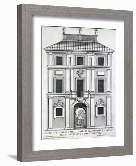 Garden Casino Belonging to Giacomo De Rossi on the Gianicolo Alla Longara, from 'Palazzi Di…-Giovanni Battista Falda-Framed Giclee Print