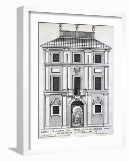 Garden Casino Belonging to Giacomo De Rossi on the Gianicolo Alla Longara, from 'Palazzi Di…-Giovanni Battista Falda-Framed Giclee Print