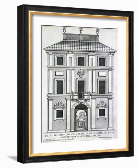 Garden Casino Belonging to Giacomo De Rossi on the Gianicolo Alla Longara, from 'Palazzi Di…-Giovanni Battista Falda-Framed Giclee Print