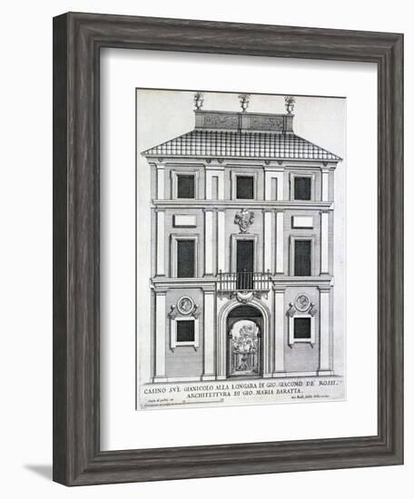 Garden Casino Belonging to Giacomo De Rossi on the Gianicolo Alla Longara, from 'Palazzi Di…-Giovanni Battista Falda-Framed Giclee Print