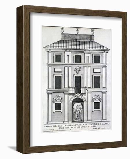 Garden Casino Belonging to Giacomo De Rossi on the Gianicolo Alla Longara, from 'Palazzi Di…-Giovanni Battista Falda-Framed Giclee Print