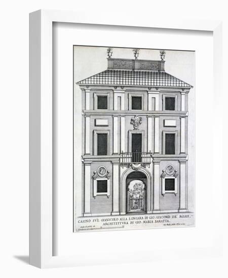 Garden Casino Belonging to Giacomo De Rossi on the Gianicolo Alla Longara, from 'Palazzi Di…-Giovanni Battista Falda-Framed Giclee Print