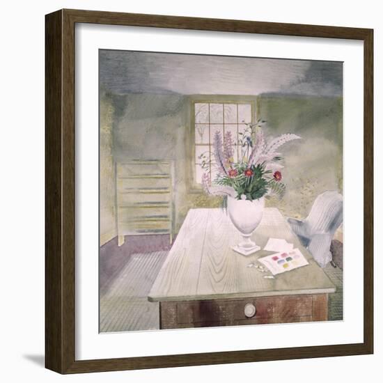 Garden Flowers on a Cottage Table-Eric Ravilious-Framed Giclee Print