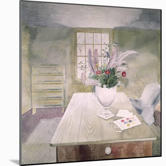 Garden Flowers on a Cottage Table-Eric Ravilious-Mounted Giclee Print