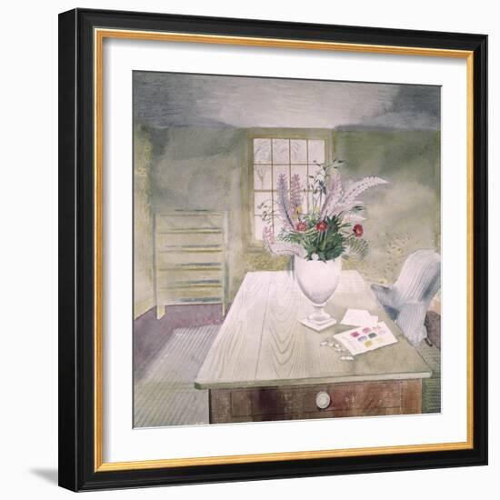 Garden Flowers on a Cottage Table-Eric Ravilious-Framed Giclee Print