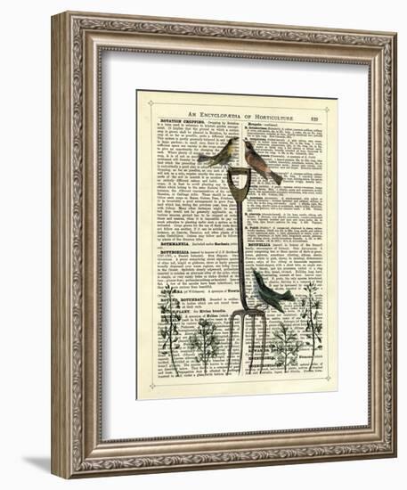 Garden Fork & Birds-Marion Mcconaghie-Framed Art Print