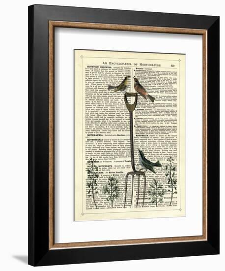 Garden Fork & Birds-Marion Mcconaghie-Framed Art Print