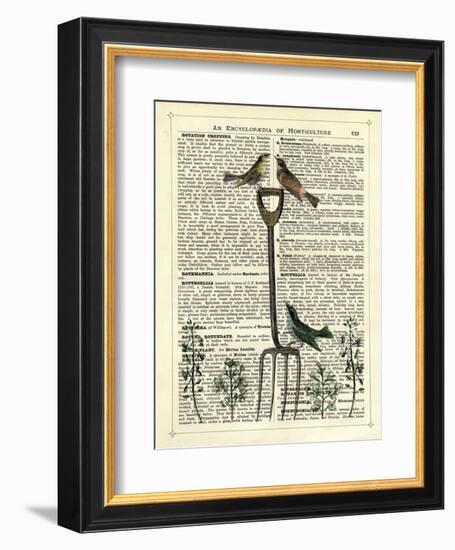 Garden Fork & Birds-Marion Mcconaghie-Framed Art Print