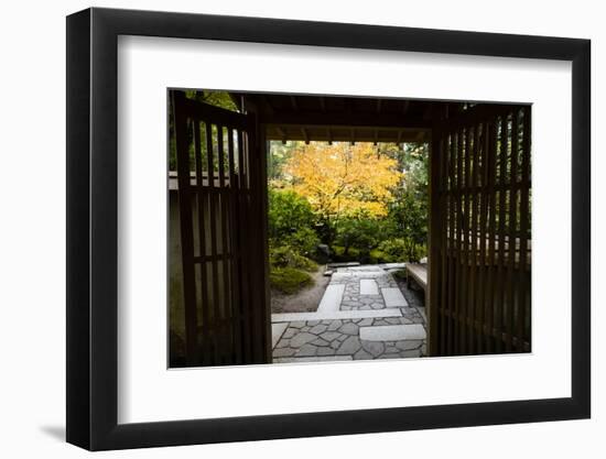 Garden gate, Japanese garden, Portland, Oregon, USA-Panoramic Images-Framed Photographic Print