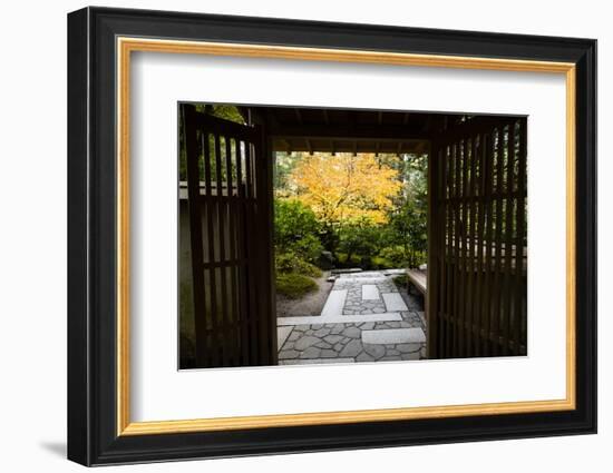 Garden gate, Japanese garden, Portland, Oregon, USA-Panoramic Images-Framed Photographic Print