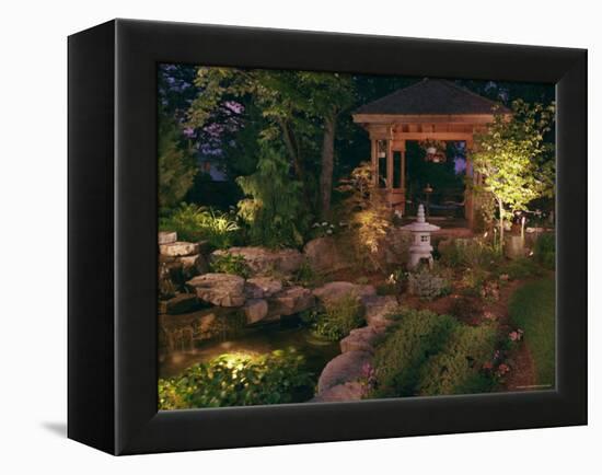 Garden Gazebo at Night-null-Framed Premier Image Canvas