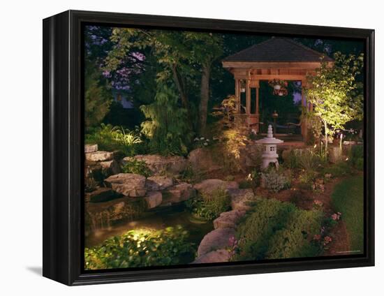 Garden Gazebo at Night-null-Framed Premier Image Canvas