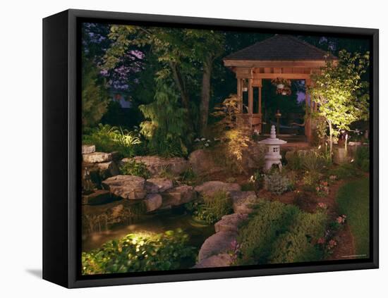 Garden Gazebo at Night-null-Framed Premier Image Canvas