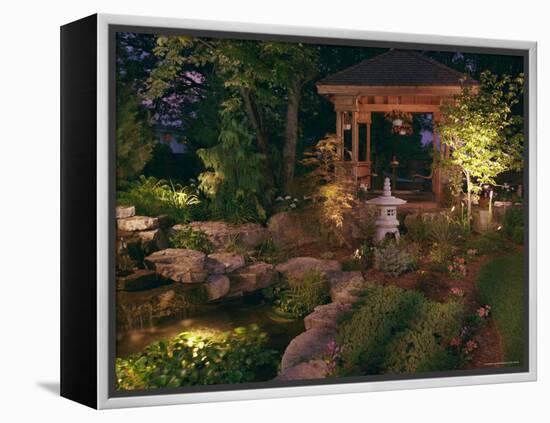 Garden Gazebo at Night-null-Framed Premier Image Canvas