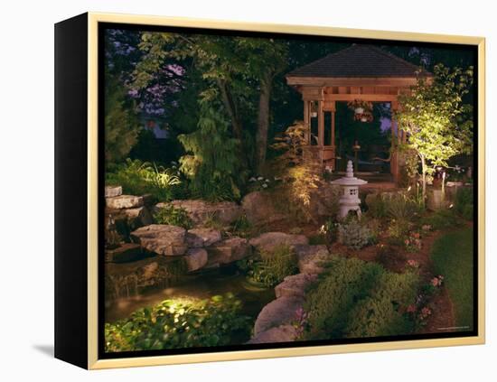 Garden Gazebo at Night-null-Framed Premier Image Canvas