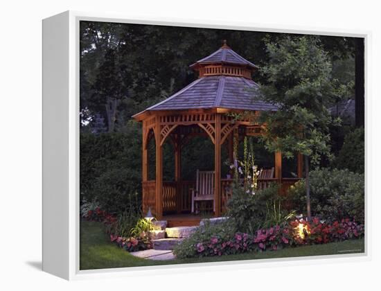 Garden Gazebo at Night-null-Framed Premier Image Canvas