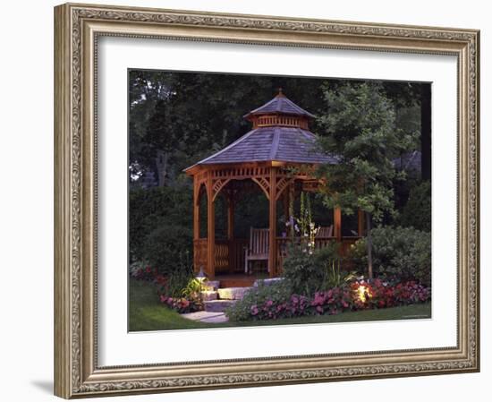 Garden Gazebo at Night-null-Framed Photographic Print