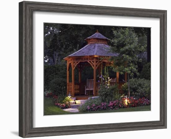 Garden Gazebo at Night-null-Framed Photographic Print