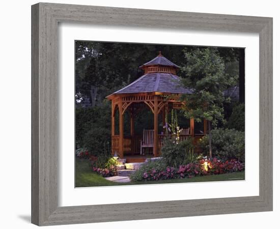 Garden Gazebo at Night-null-Framed Photographic Print