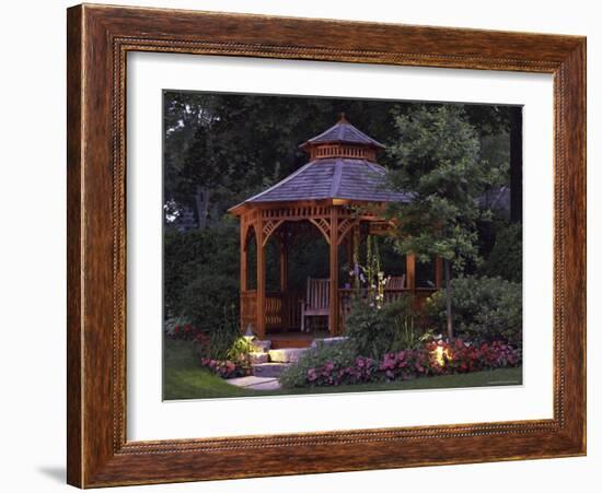 Garden Gazebo at Night-null-Framed Photographic Print