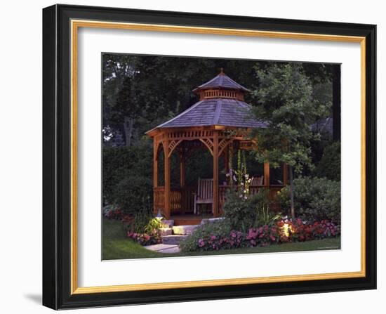 Garden Gazebo at Night-null-Framed Photographic Print