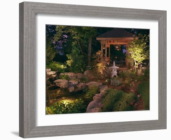 Garden Gazebo at Night-null-Framed Photographic Print