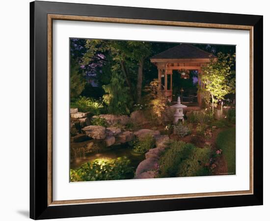 Garden Gazebo at Night-null-Framed Photographic Print