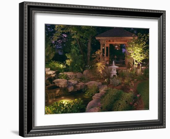 Garden Gazebo at Night-null-Framed Photographic Print