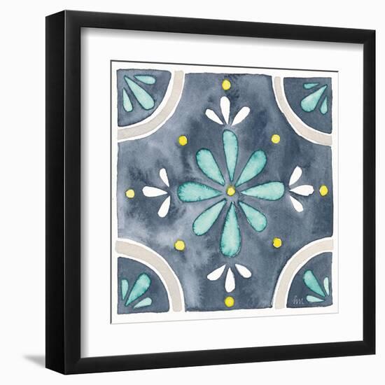 Garden Getaway Tile I Blue-Laura Marshall-Framed Art Print