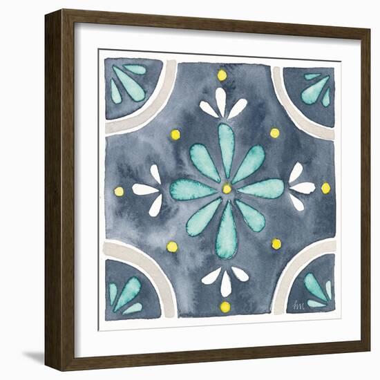 Garden Getaway Tile I Blue-Laura Marshall-Framed Art Print