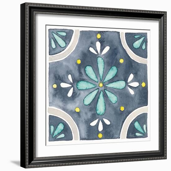 Garden Getaway Tile I Blue-Laura Marshall-Framed Art Print