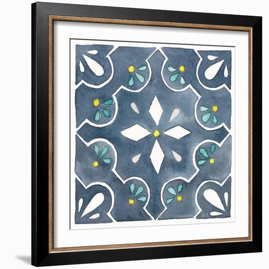 Garden Getaway Tile II Blue-Laura Marshall-Framed Art Print