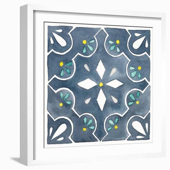 Garden Getaway Tile II Blue-Laura Marshall-Framed Art Print