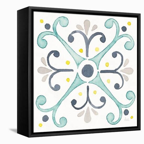 Garden Getaway Tile III White-Laura Marshall-Framed Stretched Canvas