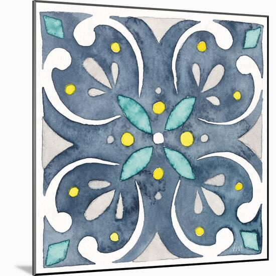 Garden Getaway Tile IV Blue-Laura Marshall-Mounted Art Print