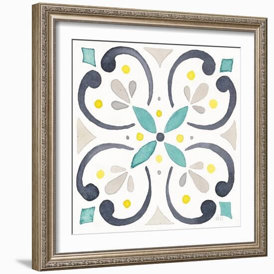 Garden Getaway Tile IV White-Laura Marshall-Framed Art Print