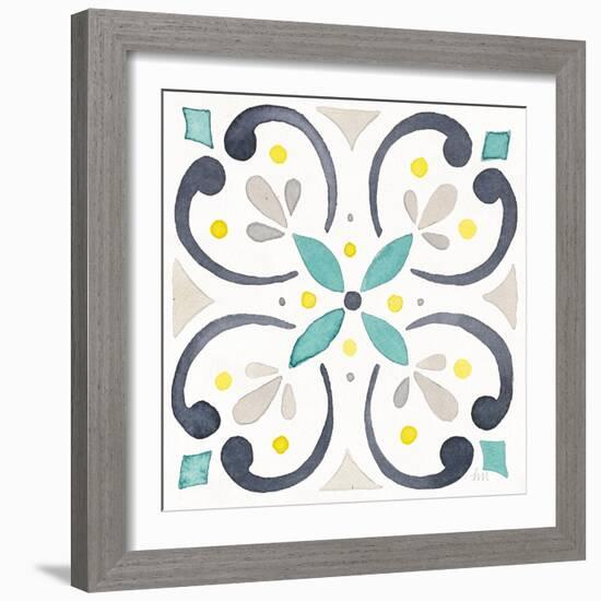 Garden Getaway Tile IV White-Laura Marshall-Framed Art Print