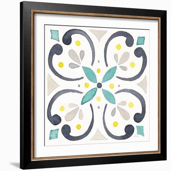 Garden Getaway Tile IV White-Laura Marshall-Framed Art Print