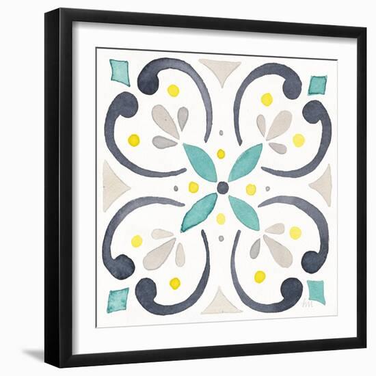 Garden Getaway Tile IV White-Laura Marshall-Framed Art Print