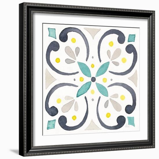 Garden Getaway Tile IV White-Laura Marshall-Framed Art Print