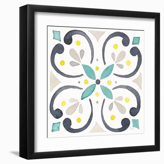 Garden Getaway Tile IV White-Laura Marshall-Framed Art Print