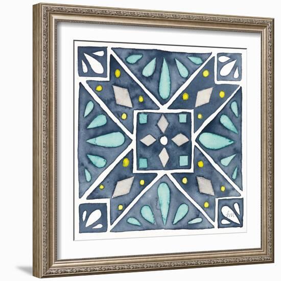 Garden Getaway Tile IX Blue-Laura Marshall-Framed Art Print