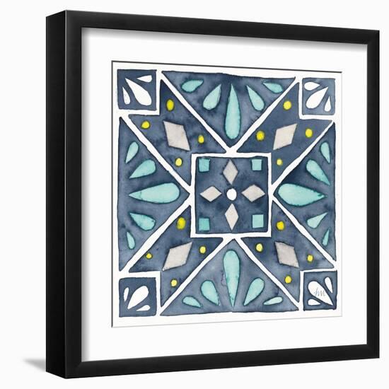 Garden Getaway Tile IX Blue-Laura Marshall-Framed Art Print