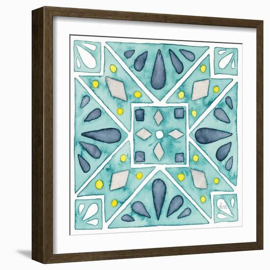 Garden Getaway Tile IX Teal-Laura Marshall-Framed Art Print