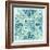 Garden Getaway Tile IX Teal-Laura Marshall-Framed Art Print